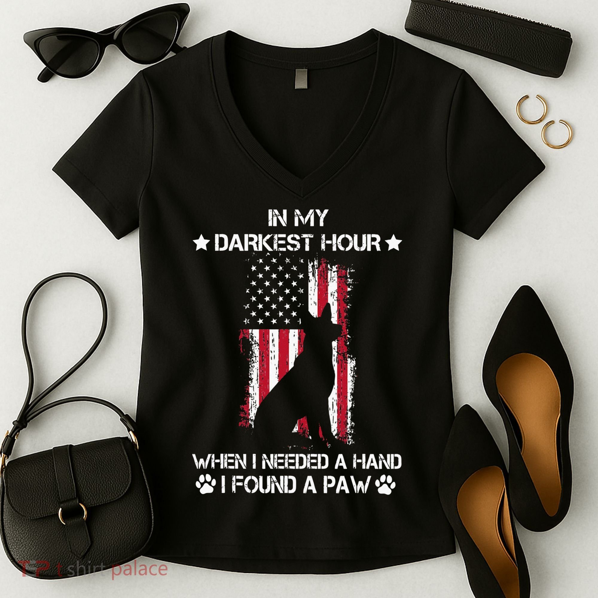 In My Darkest Hour When I Needed A Hand I Found A Paw Women's V-Neck T-Shirt