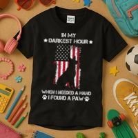 In My Darkest Hour When I Needed A Hand I Found A Paw Kids T-Shirt thumb 3