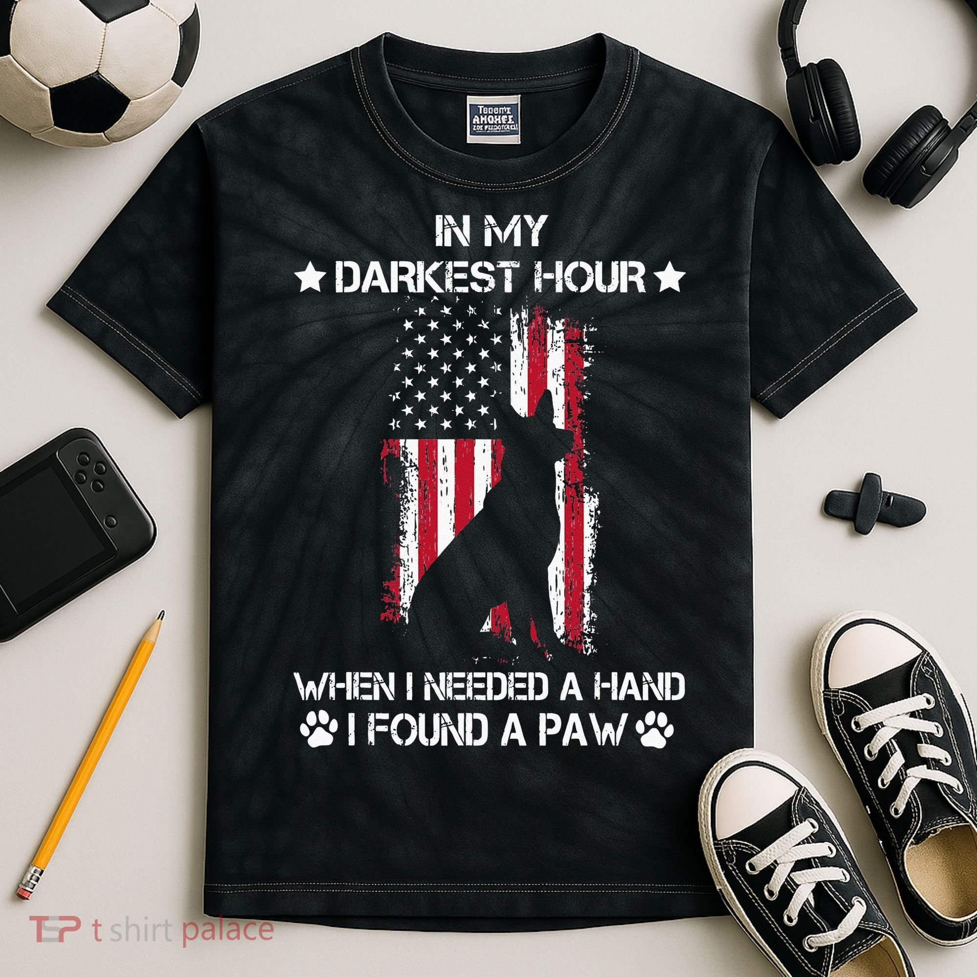 In My Darkest Hour When I Needed A Hand I Found A Paw Kids Tie-Dye T-Shirt
