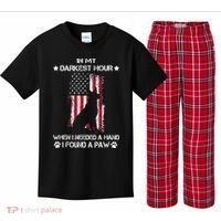 In My Darkest Hour When I Needed A Hand I Found A Paw Kids Plaid Pajama Set thumb 0