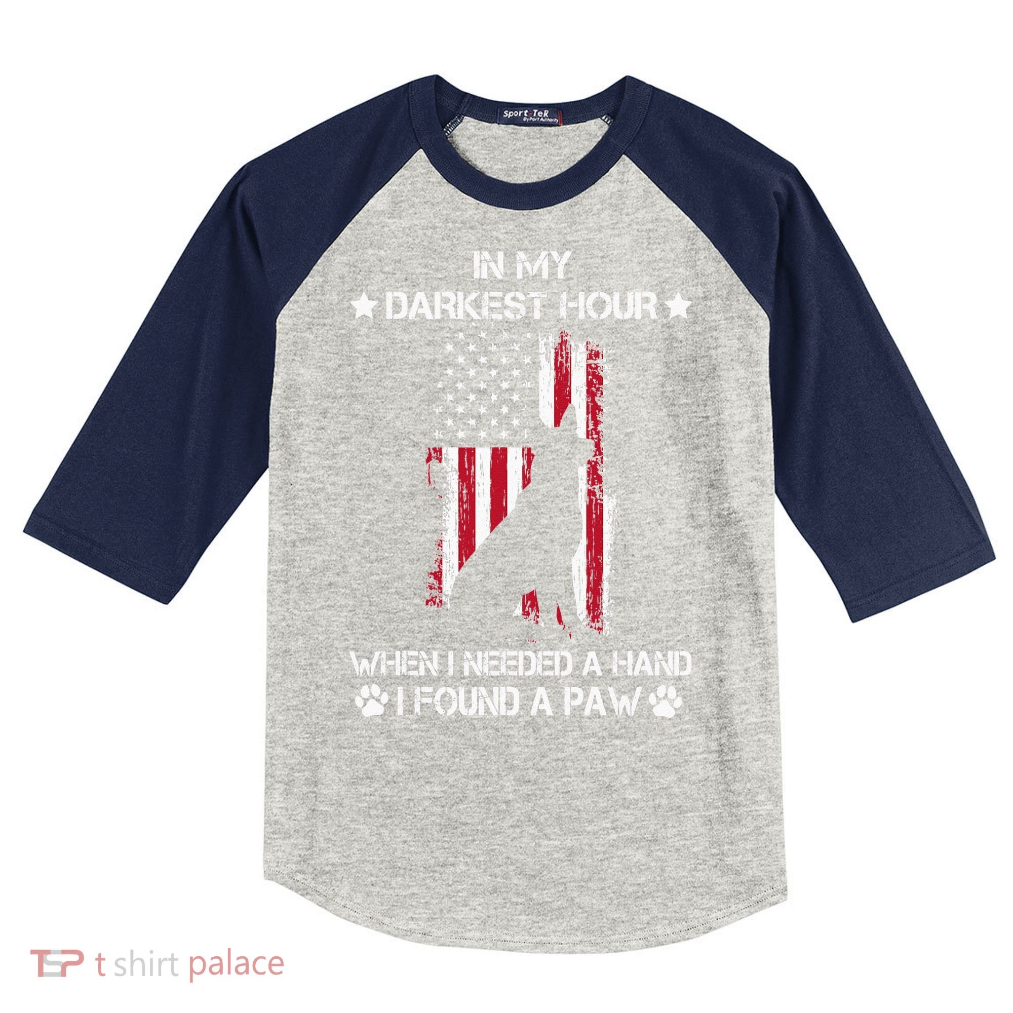 In My Darkest Hour When I Needed A Hand I Found A Paw Kids Colorblock Raglan Jersey