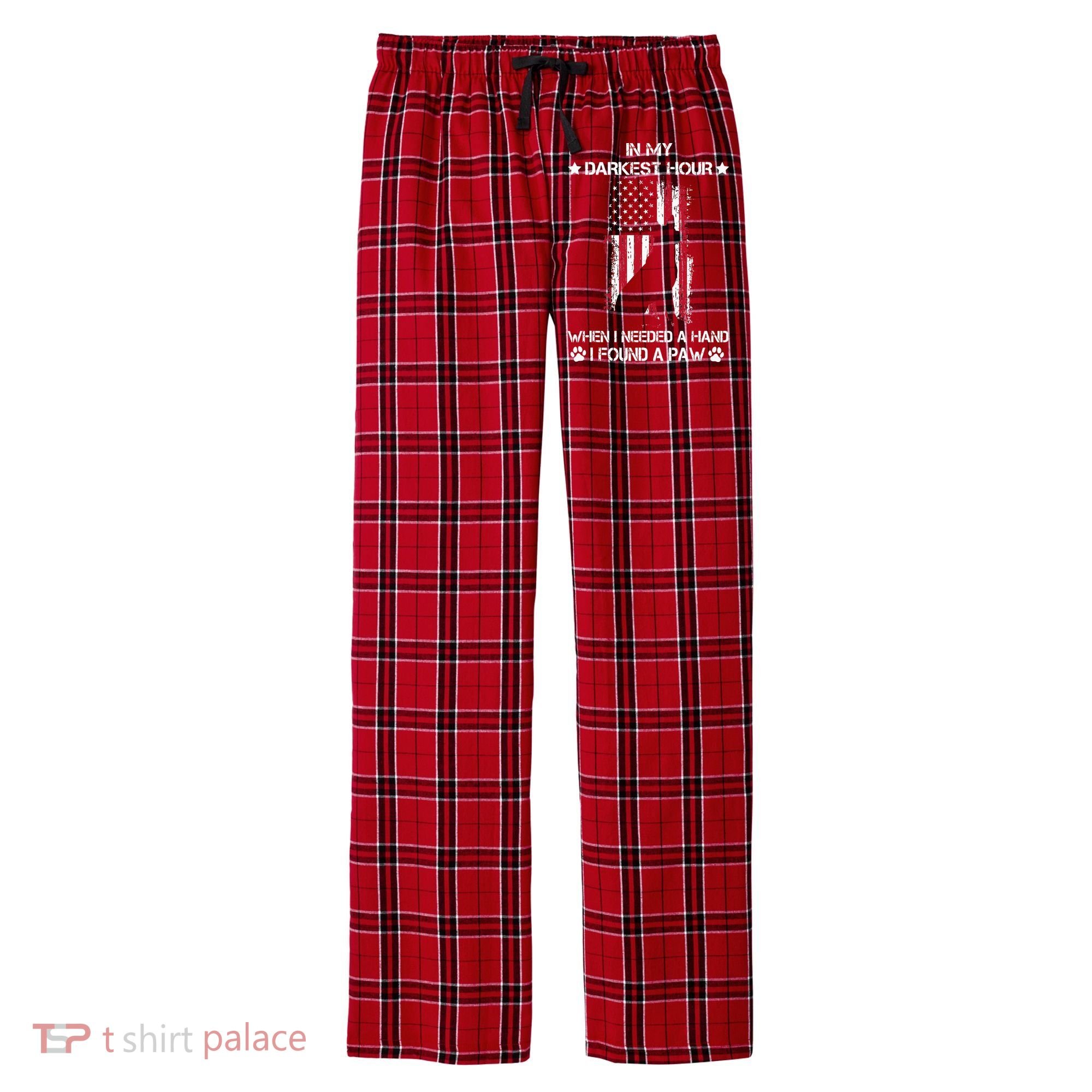 In My Darkest Hour When I Needed A Hand I Found A Paw Men's Flannel Plaid Pajama Pants