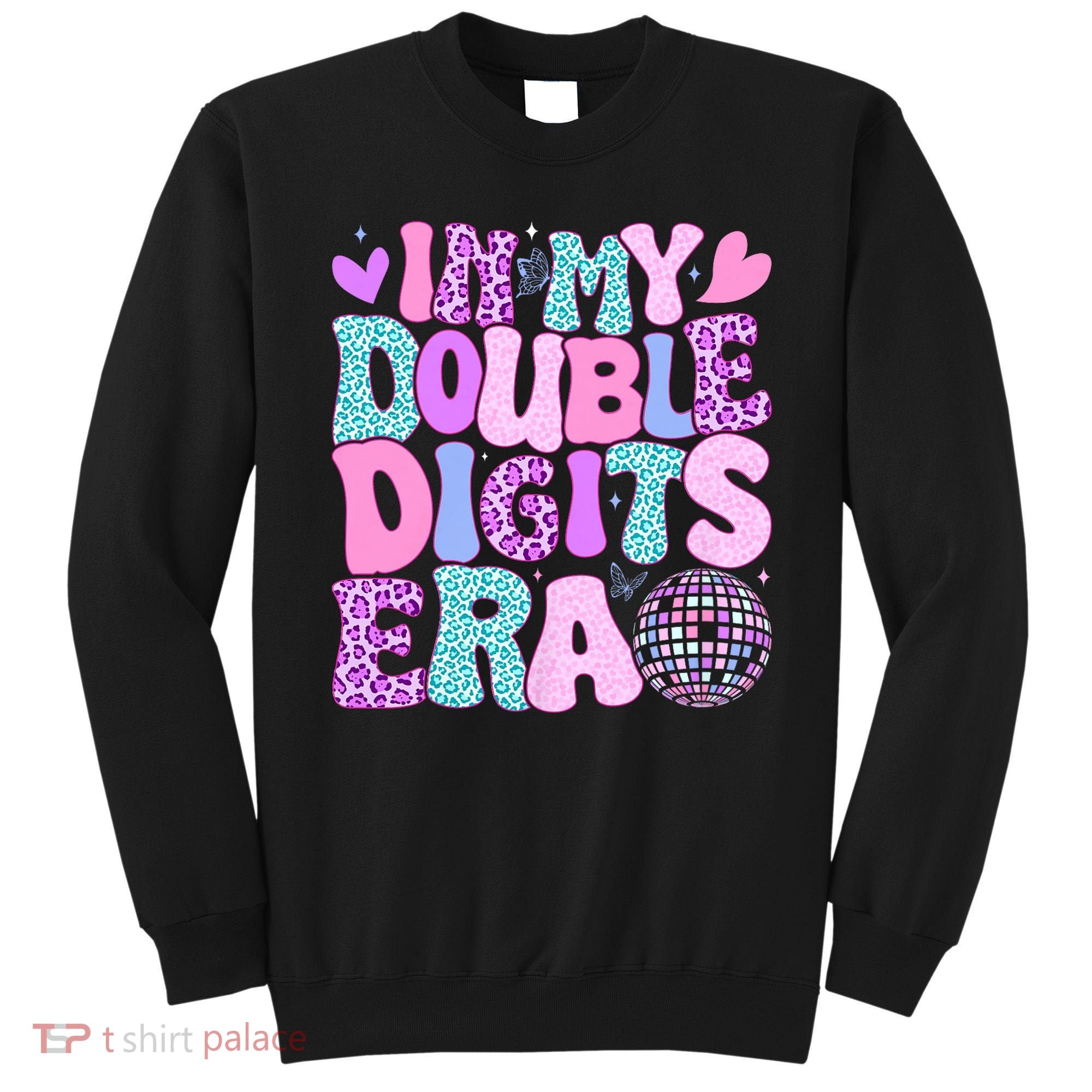 In My Double Digits Era Retro 10 Year Old 10th Birthday Girl Sweatshirt