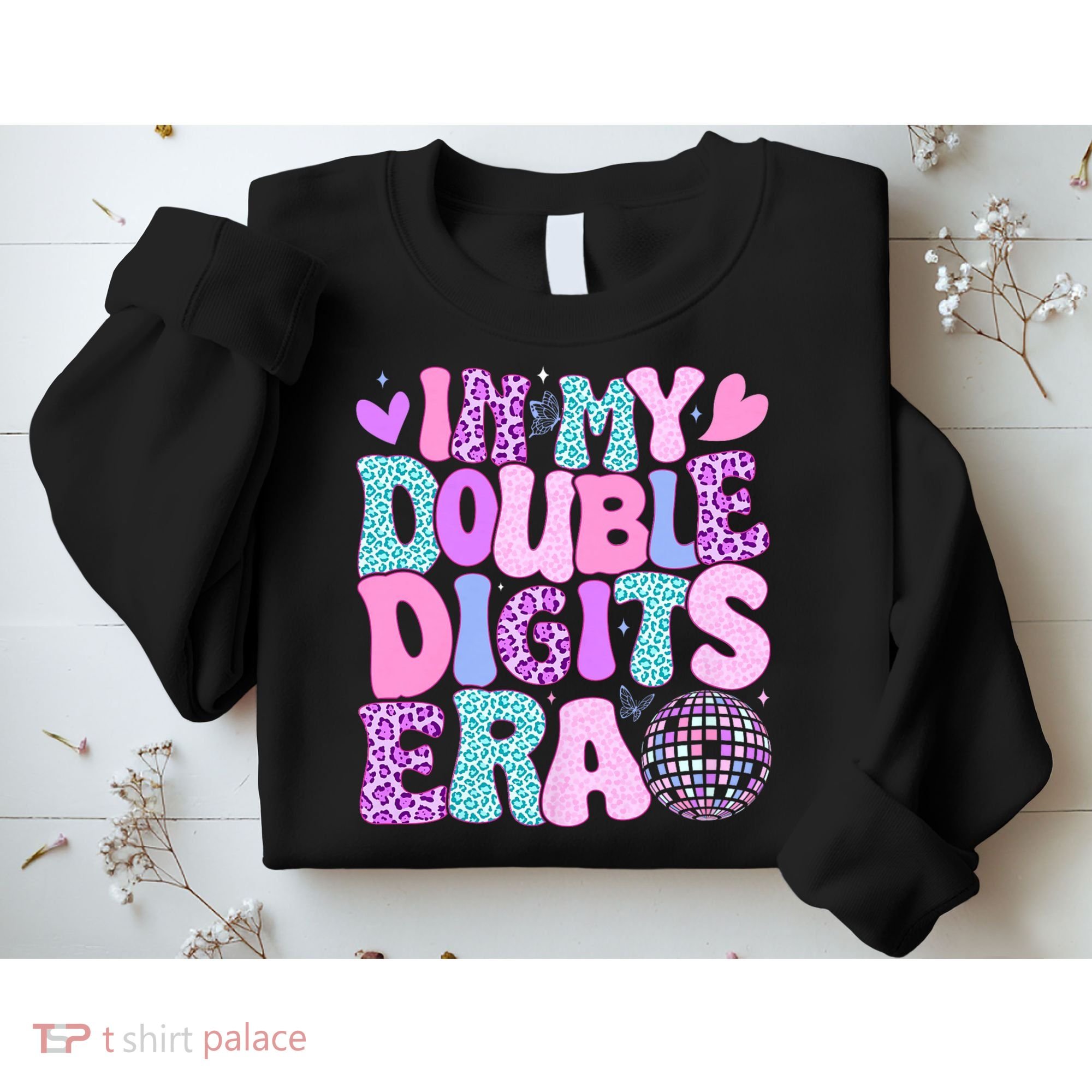 In My Double Digits Era Retro 10 Year Old 10th Birthday Girl Sweatshirt