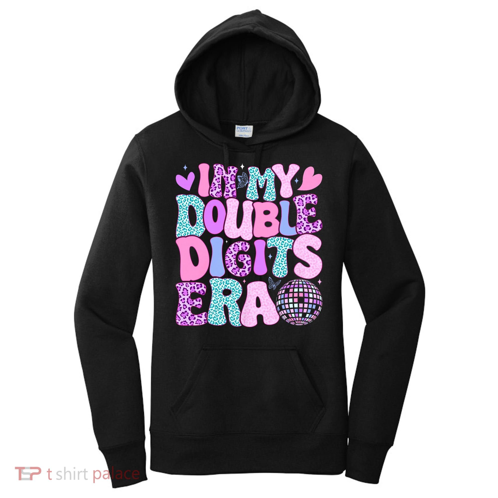 In My Double Digits Era Retro 10 Year Old 10th Birthday Girl Women's Hoodie