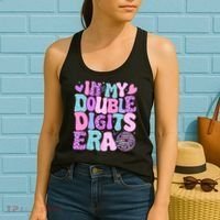 In My Double Digits Era Retro 10 Year Old 10th Birthday Girl Women's Tank Top thumb 2