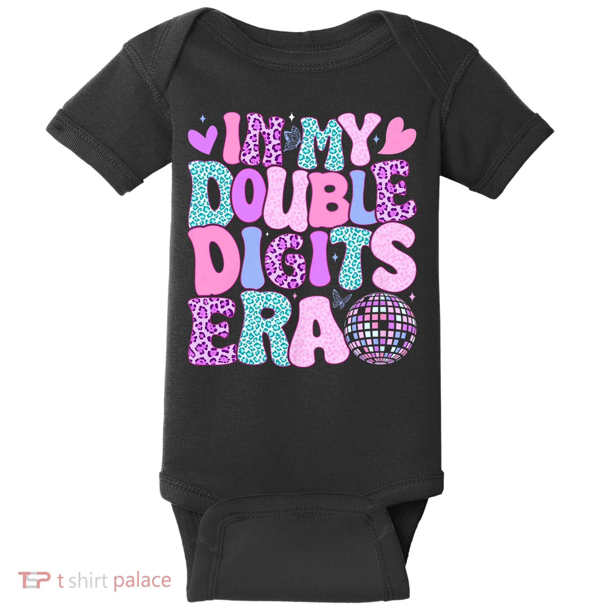 In My Double Digits Era Retro 10 Year Old 10th Birthday Girl Baby Bodysuit