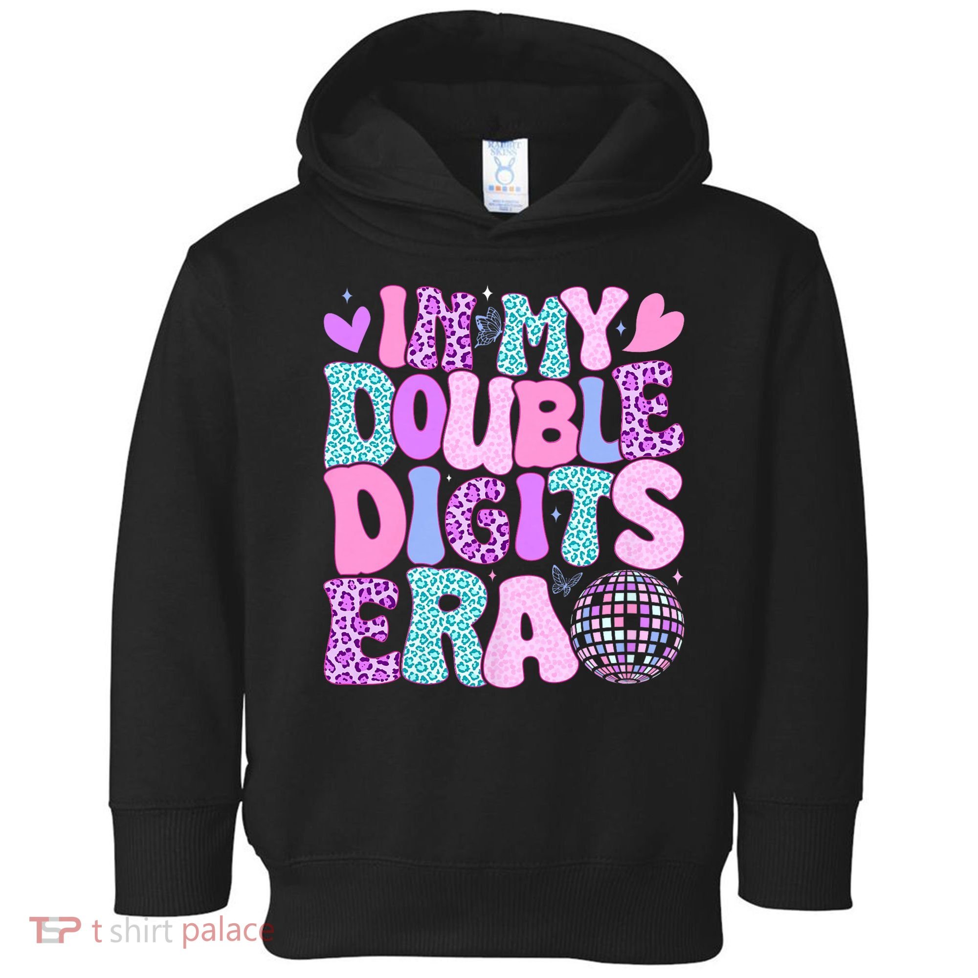 In My Double Digits Era Retro 10 Year Old 10th Birthday Girl Toddler Hoodie
