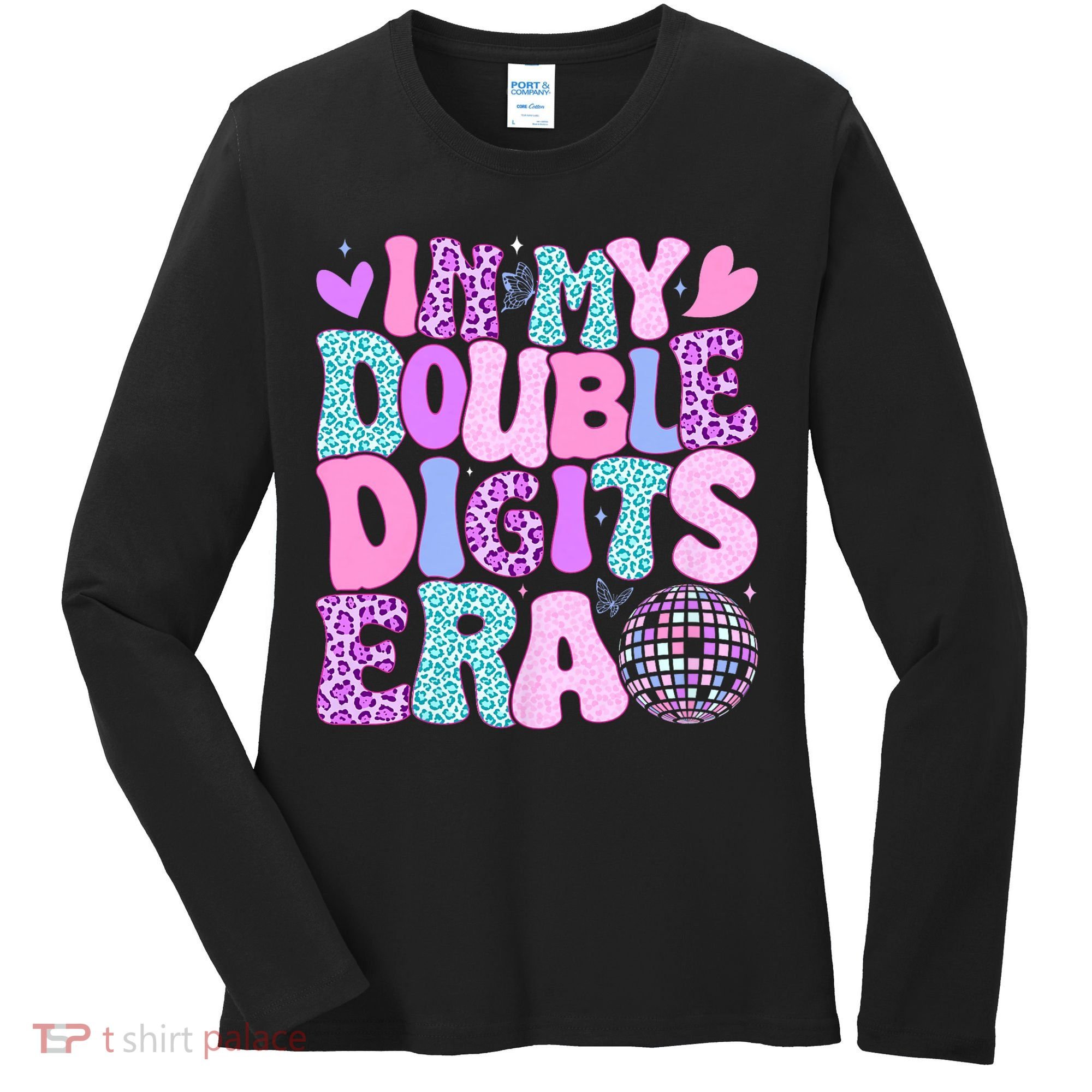 In My Double Digits Era Retro 10 Year Old 10th Birthday Girl Women's Long Sleeve Shirt