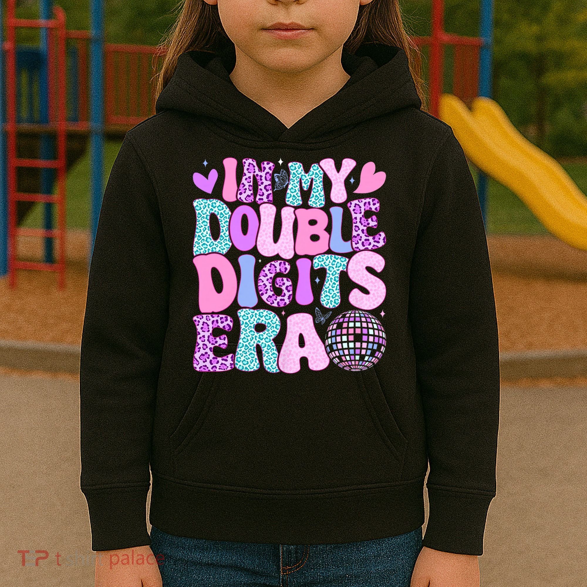 In My Double Digits Era Retro 10 Year Old 10th Birthday Girl Kids Hoodie