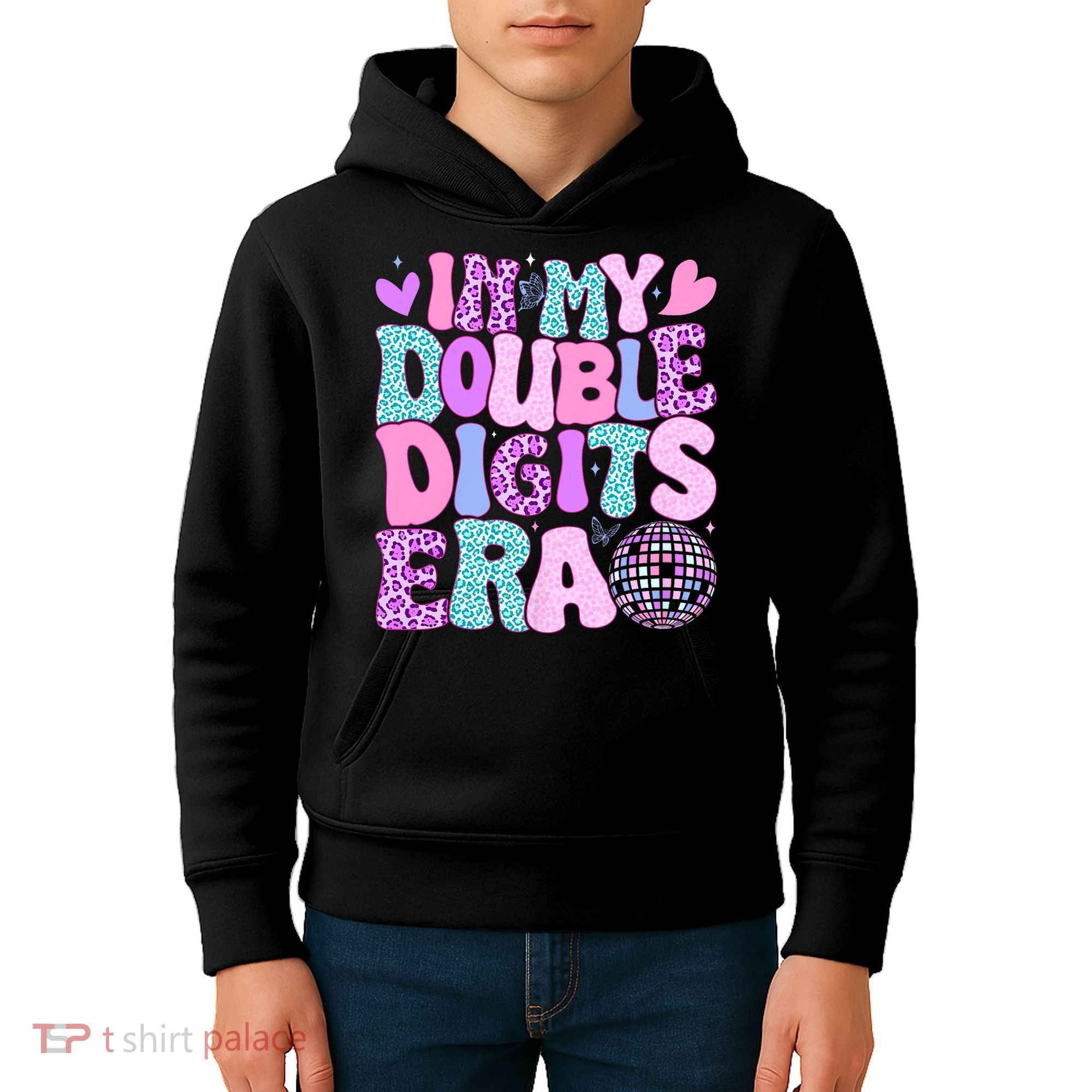 In My Double Digits Era Retro 10 Year Old 10th Birthday Girl Kids Hoodie