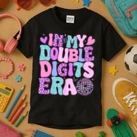 In My Double Digits Era Retro 10 Year Old 10th Birthday Girl Kids T-Shirt thumb 3