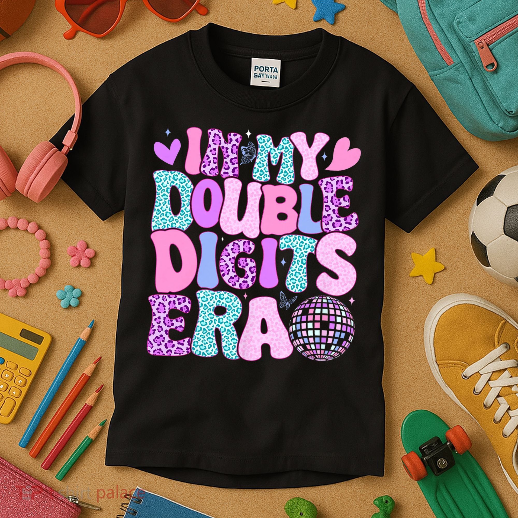 In My Double Digits Era Retro 10 Year Old 10th Birthday Girl Kids T-Shirt