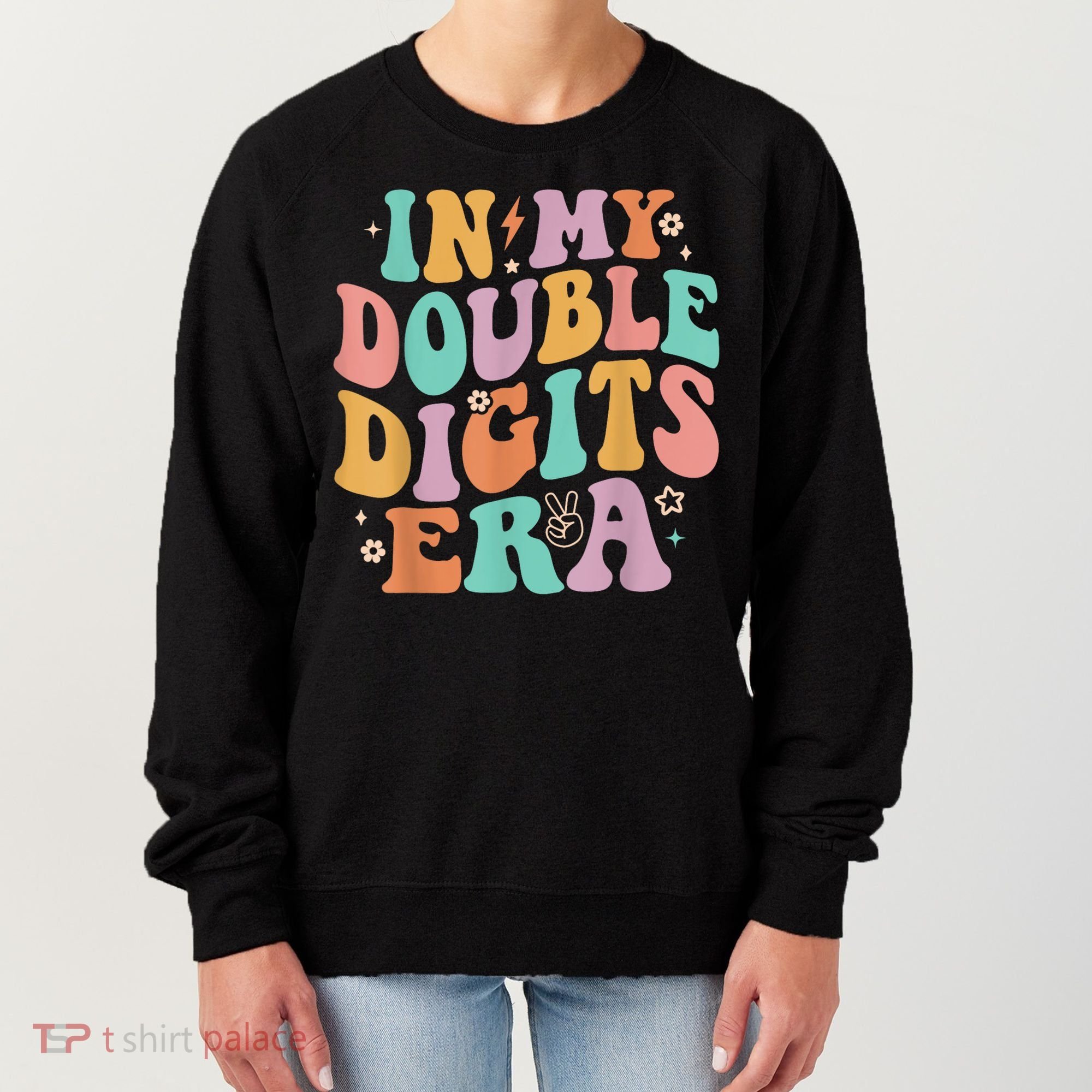 In My Double Digits Era Retro Groovy 10th Birthday Women's Sweatshirt