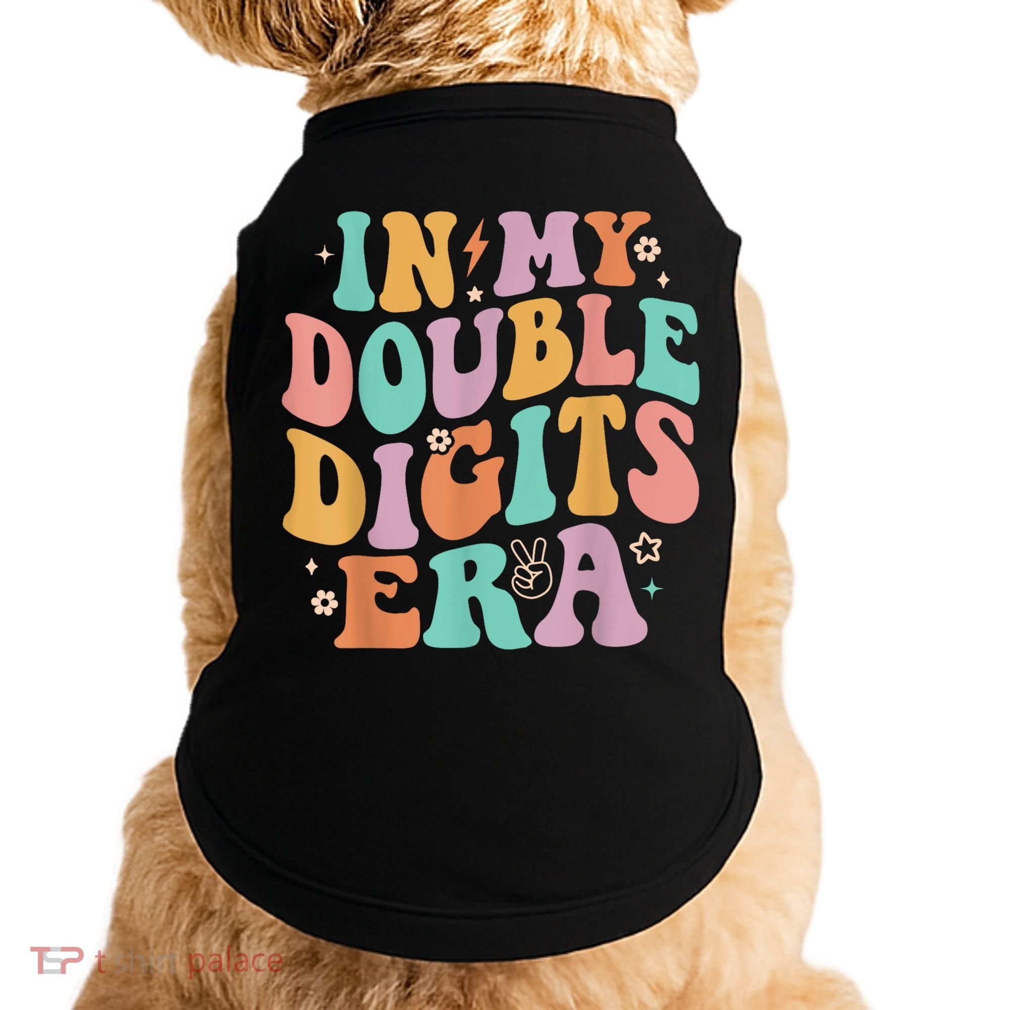 In My Double Digits Era Retro Groovy 10th Birthday Doggie Tank