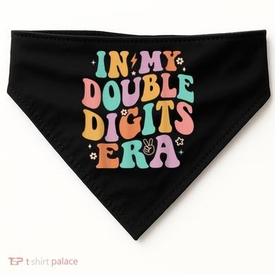 In My Double Digits Era Retro Groovy 10th Birthday USA-Made Doggie Bandana
