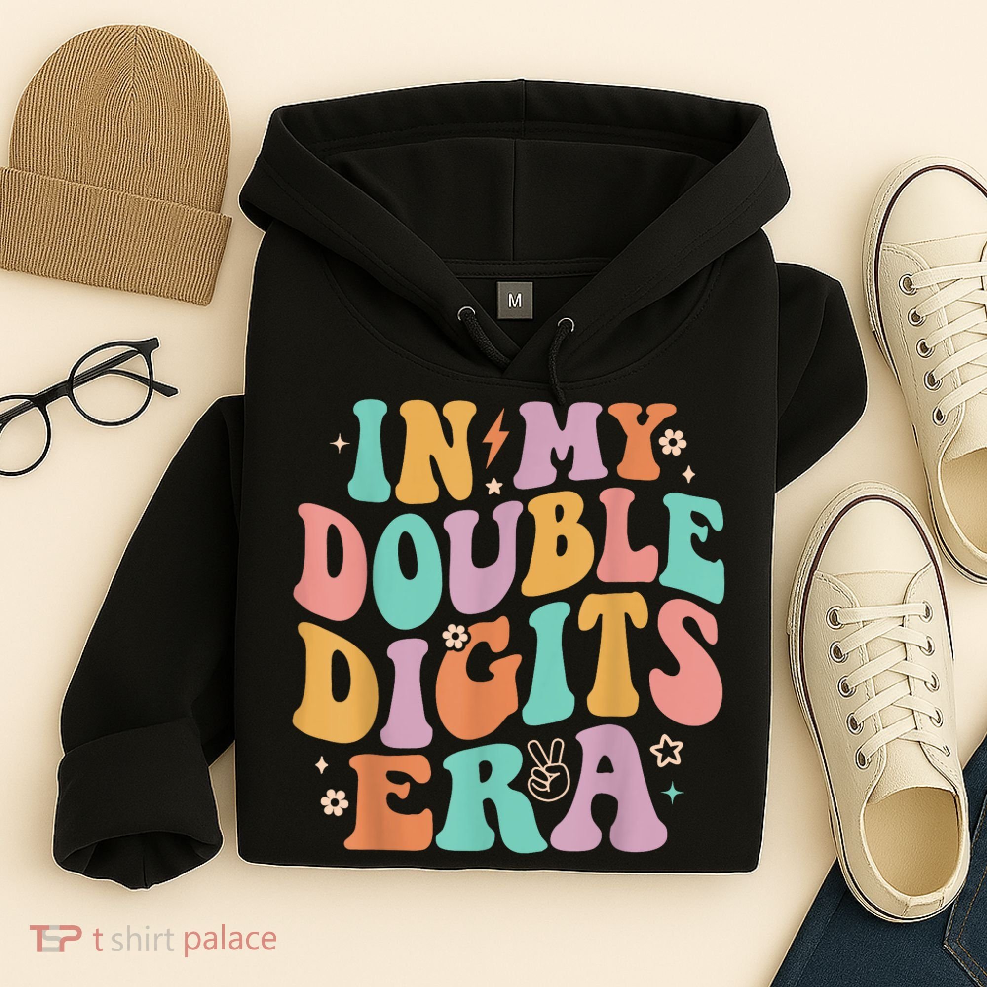 In My Double Digits Era Retro Groovy 10th Birthday Hoodie