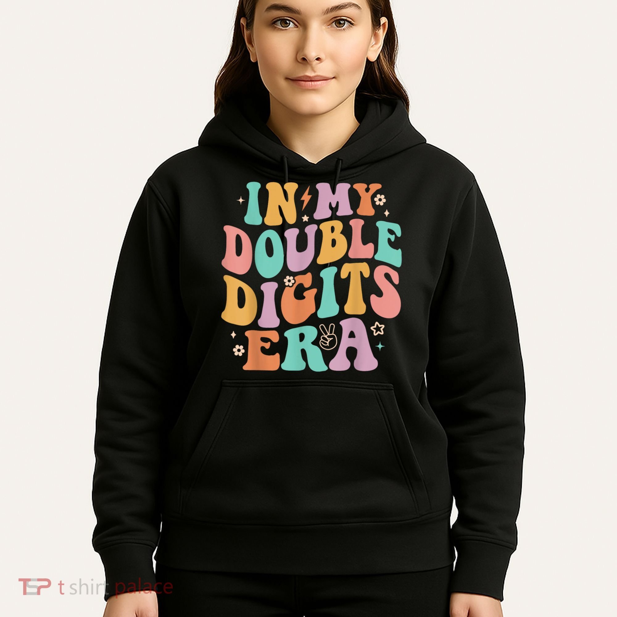 In My Double Digits Era Retro Groovy 10th Birthday Hoodie