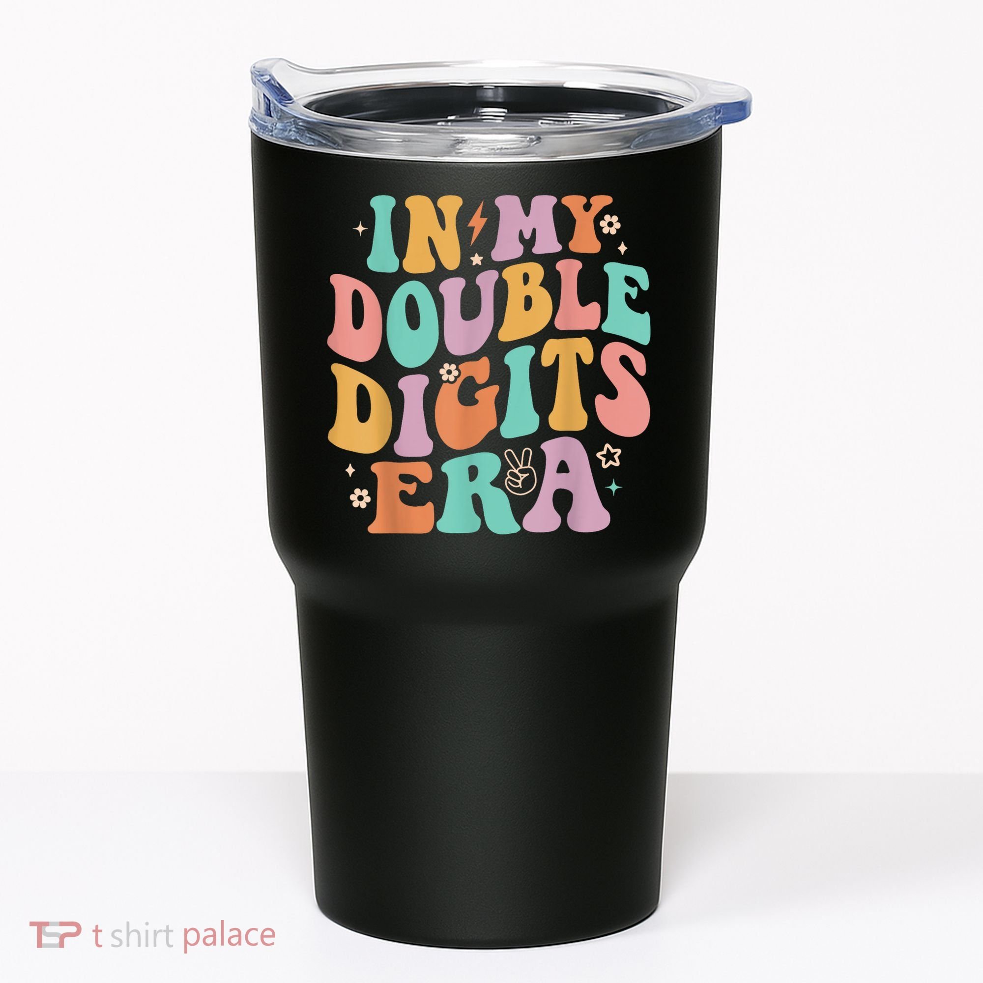 In My Double Digits Era Retro Groovy 10th Birthday Tumbler
