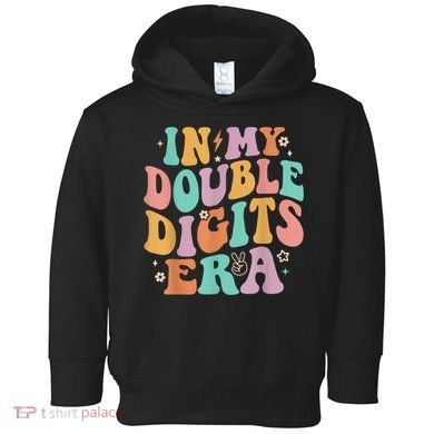 In My Double Digits Era Retro Groovy 10th Birthday Toddler Hoodie