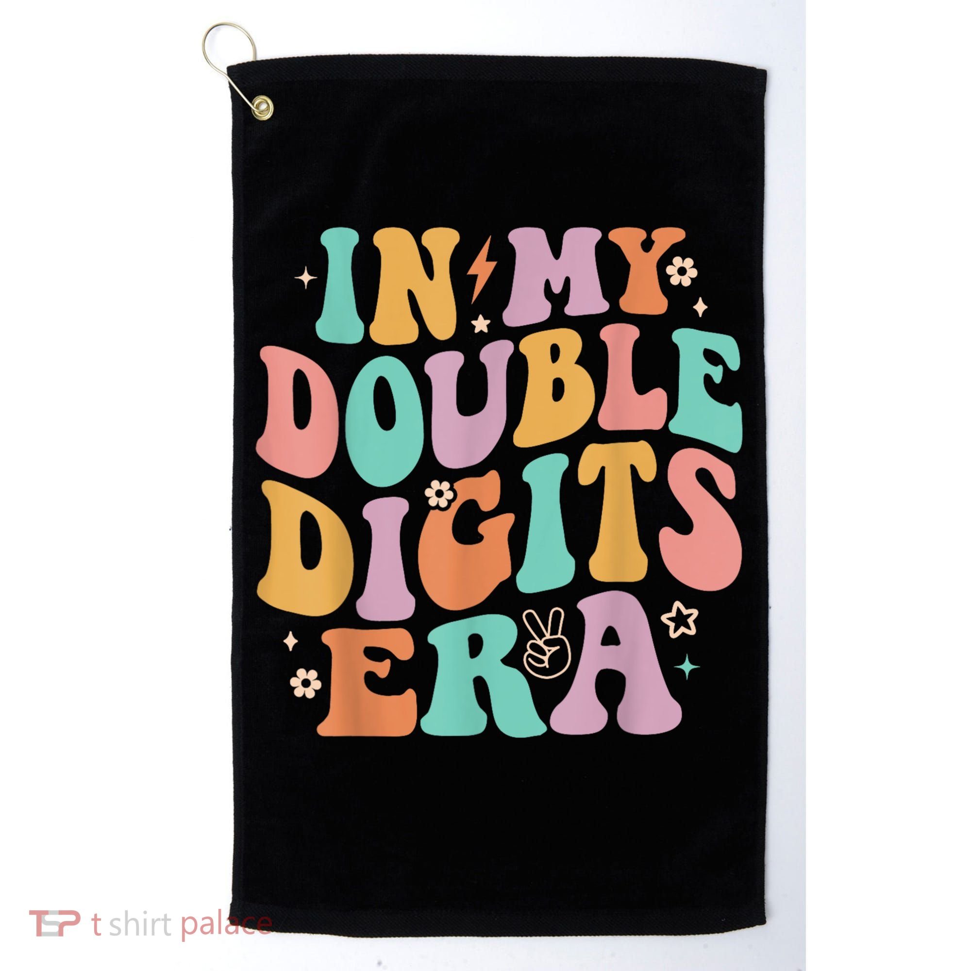 In My Double Digits Era Retro Groovy 10th Birthday Golf Towel