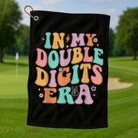 In My Double Digits Era Retro Groovy 10th Birthday Golf Towel thumb 1