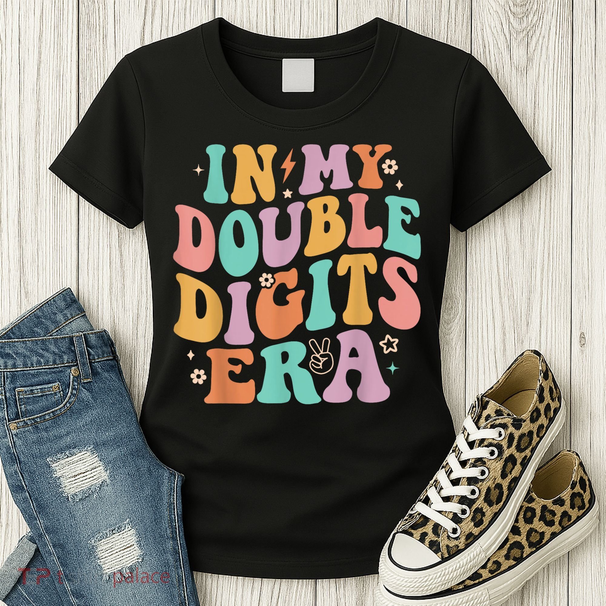 In My Double Digits Era Retro Groovy 10th Birthday Women's T-Shirt