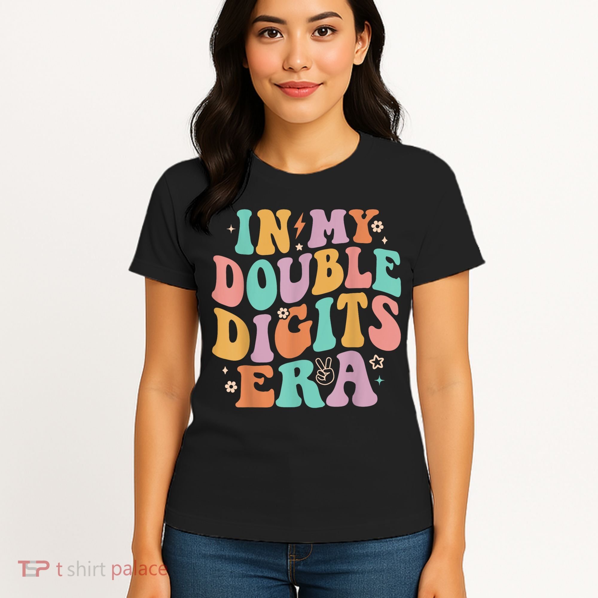 In My Double Digits Era Retro Groovy 10th Birthday Women's T-Shirt