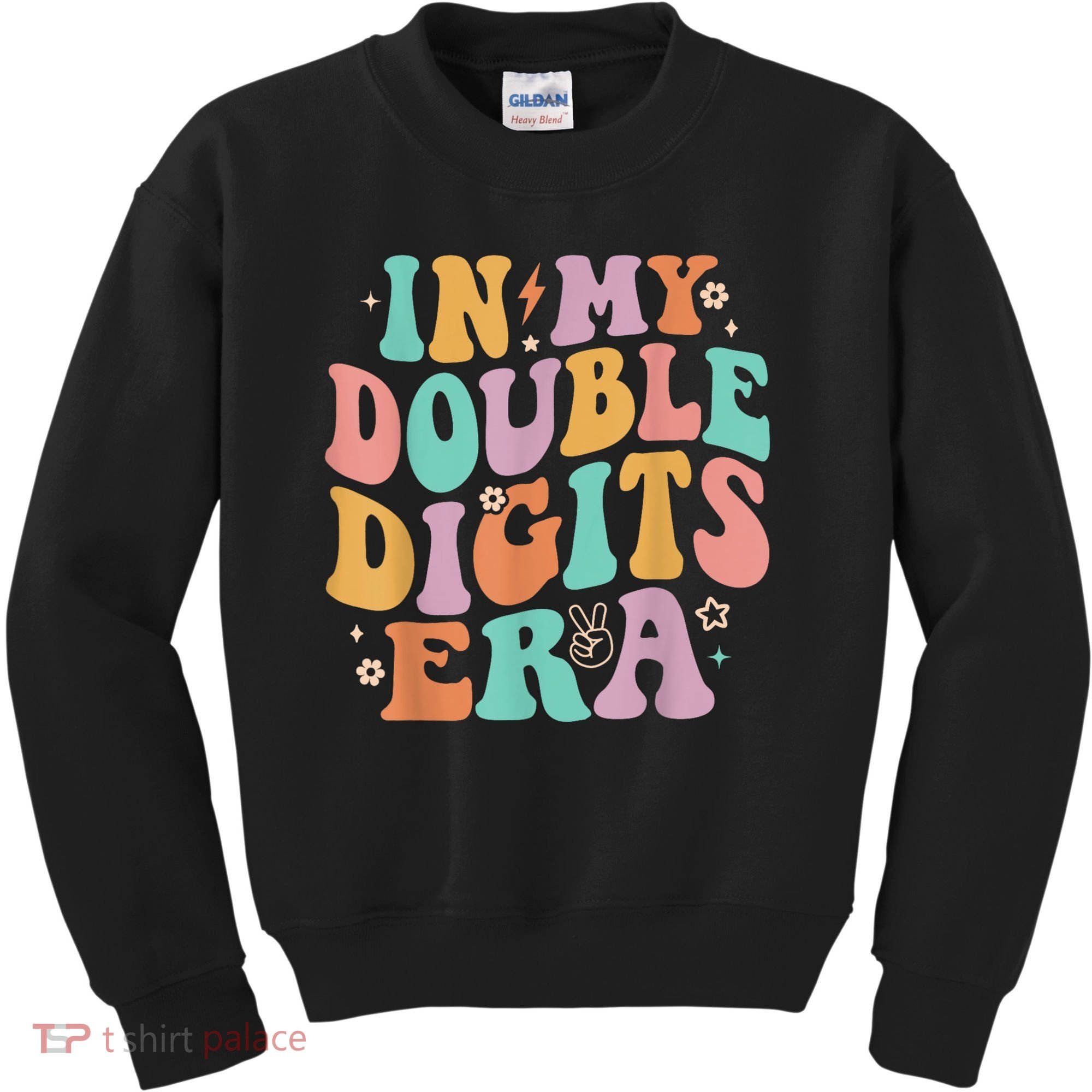 In My Double Digits Era Retro Groovy 10th Birthday Kids Sweatshirt
