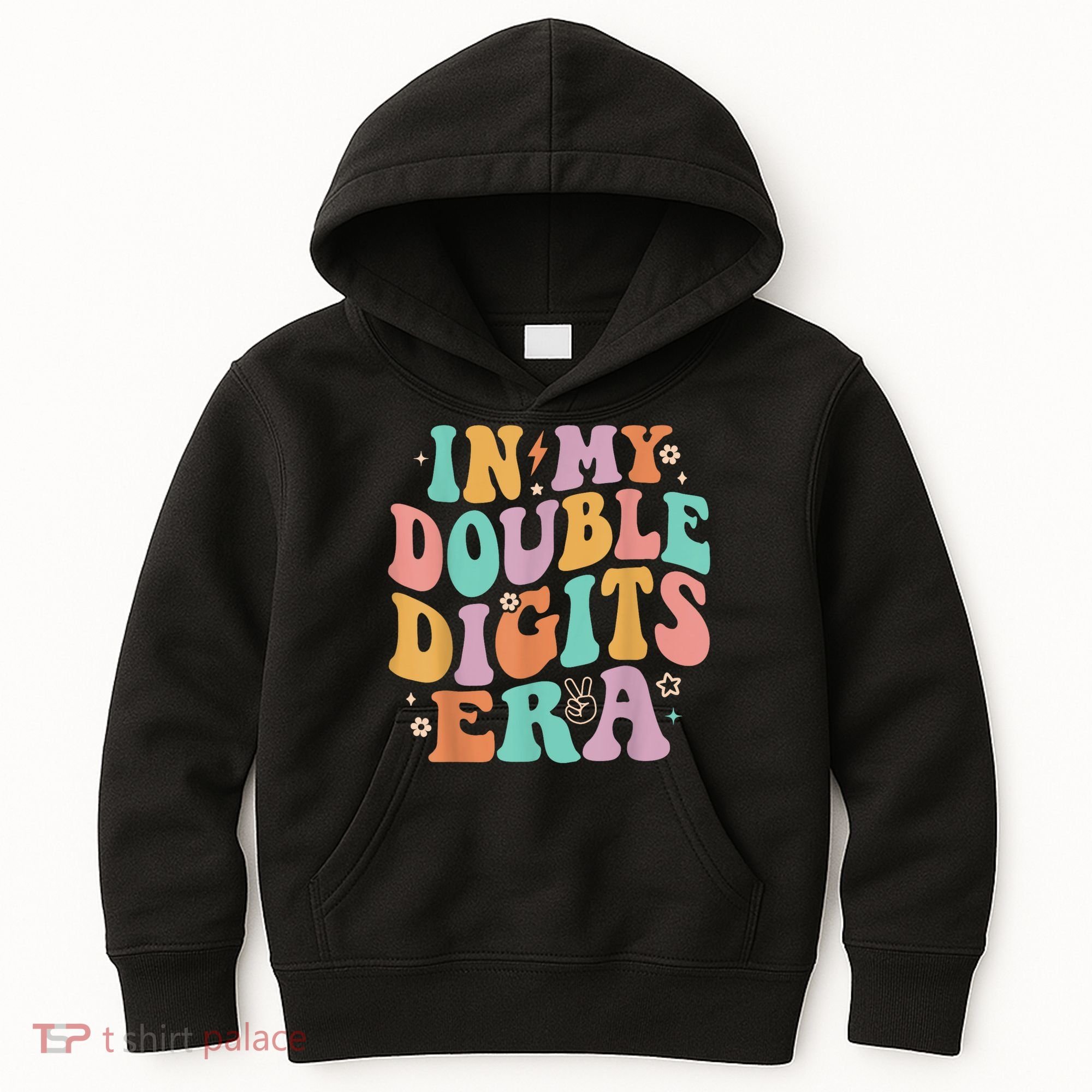 In My Double Digits Era Retro Groovy 10th Birthday Kids Hoodie