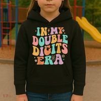 In My Double Digits Era Retro Groovy 10th Birthday Kids Hoodie thumb 3