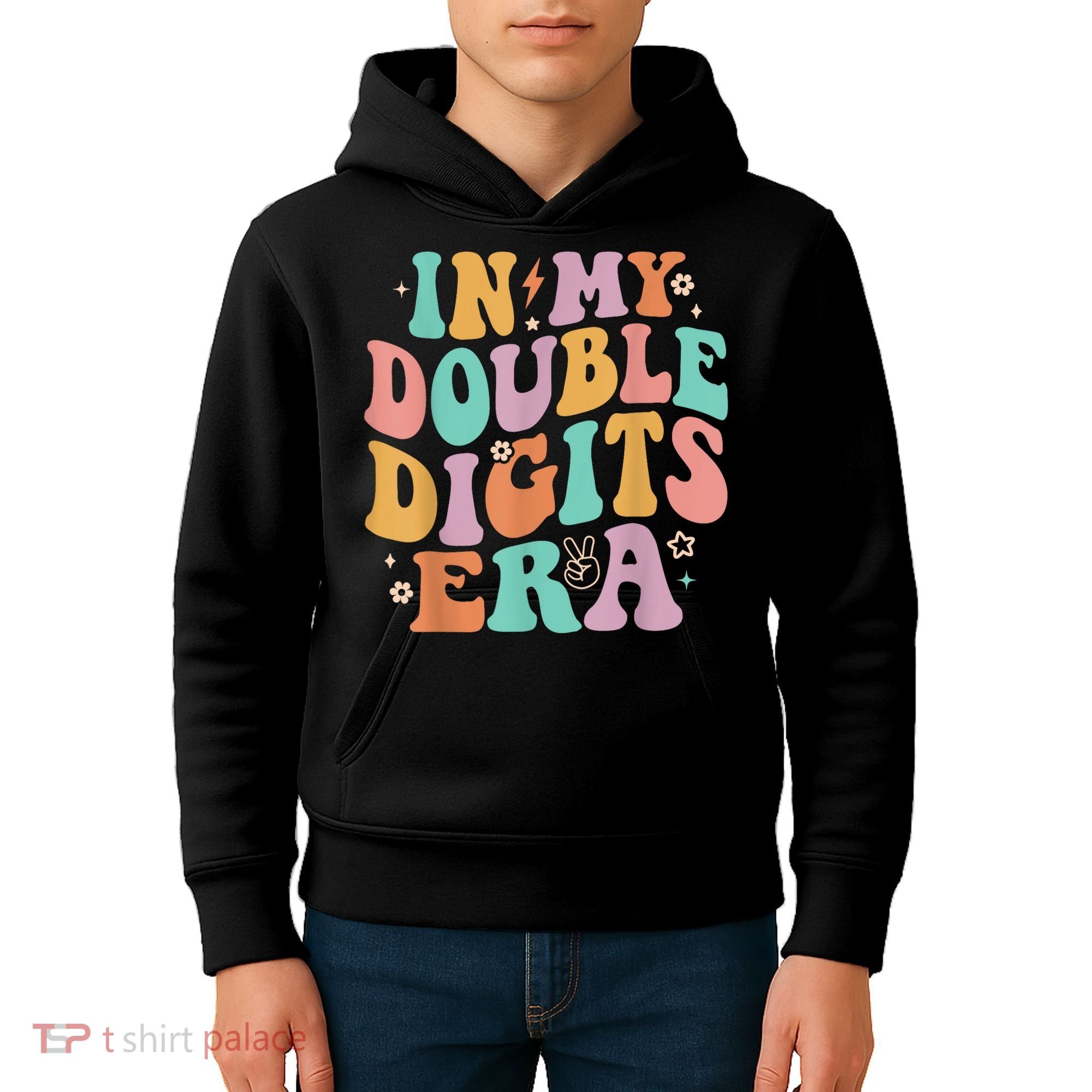 In My Double Digits Era Retro Groovy 10th Birthday Kids Hoodie