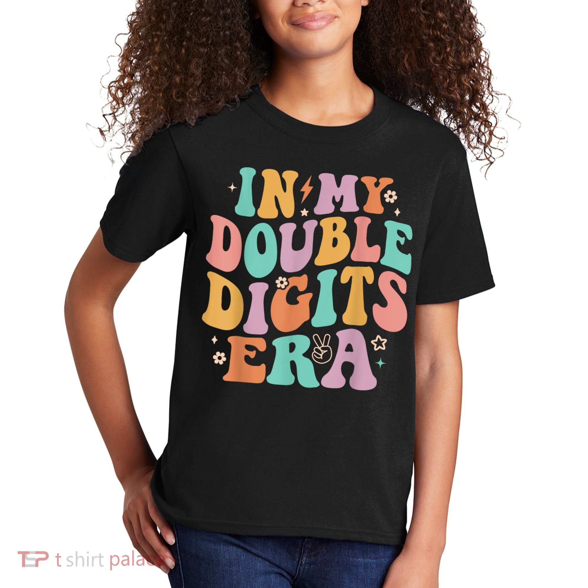 In My Double Digits Era Retro Groovy 10th Birthday Kids T-Shirt
