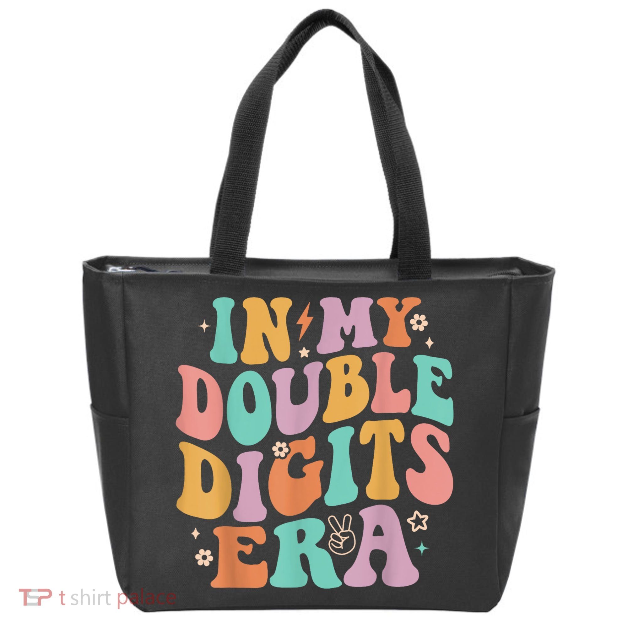 In My Double Digits Era Retro Groovy 10th Birthday Tote Bag