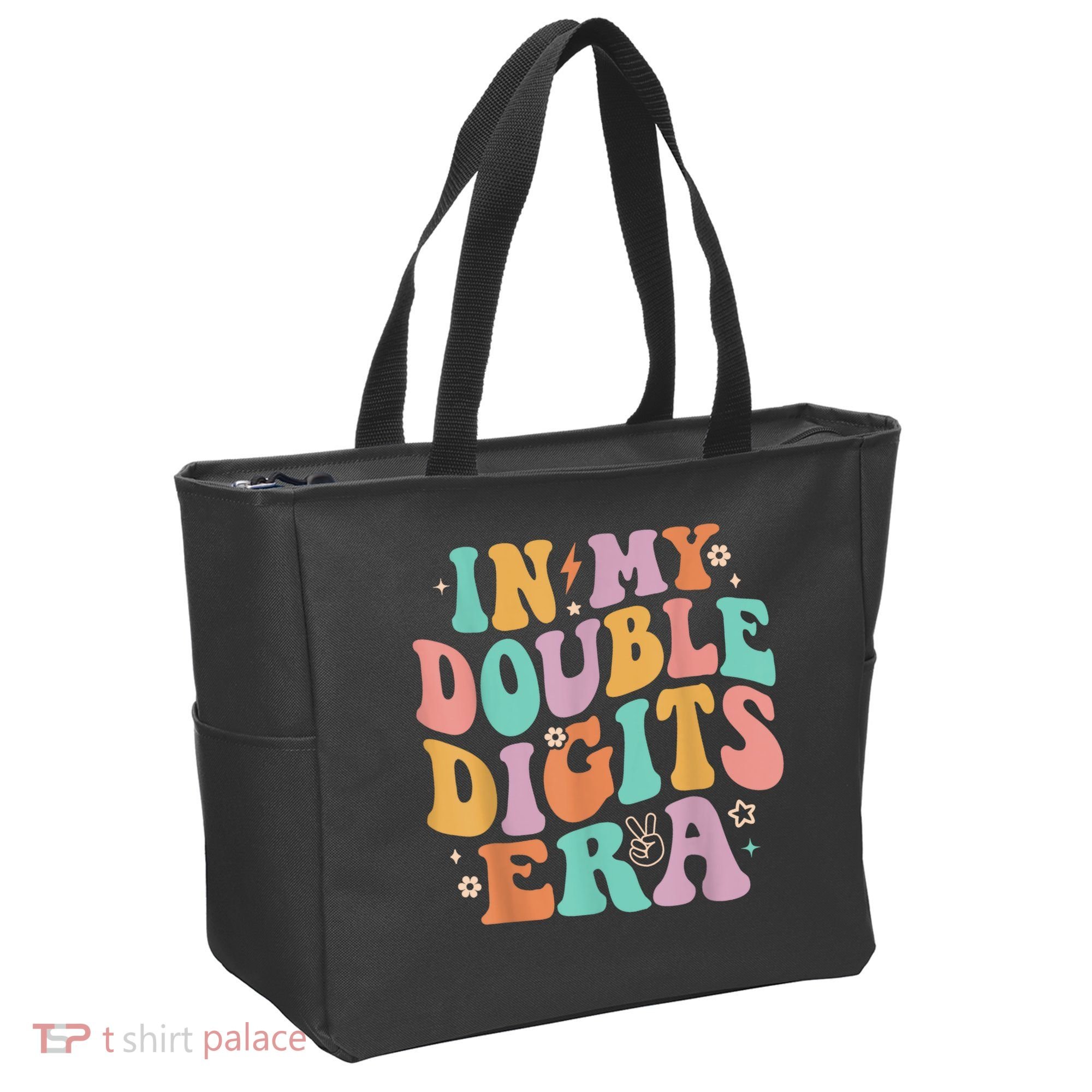 In My Double Digits Era Retro Groovy 10th Birthday Tote Bag