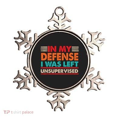 In My Defense I Was Left Unsupervised | Funny Retro Vintage Ornament