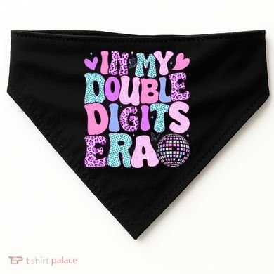 In My Double Digits Era Retro 10 Year Old 10th Birthday USA-Made Doggie Bandana