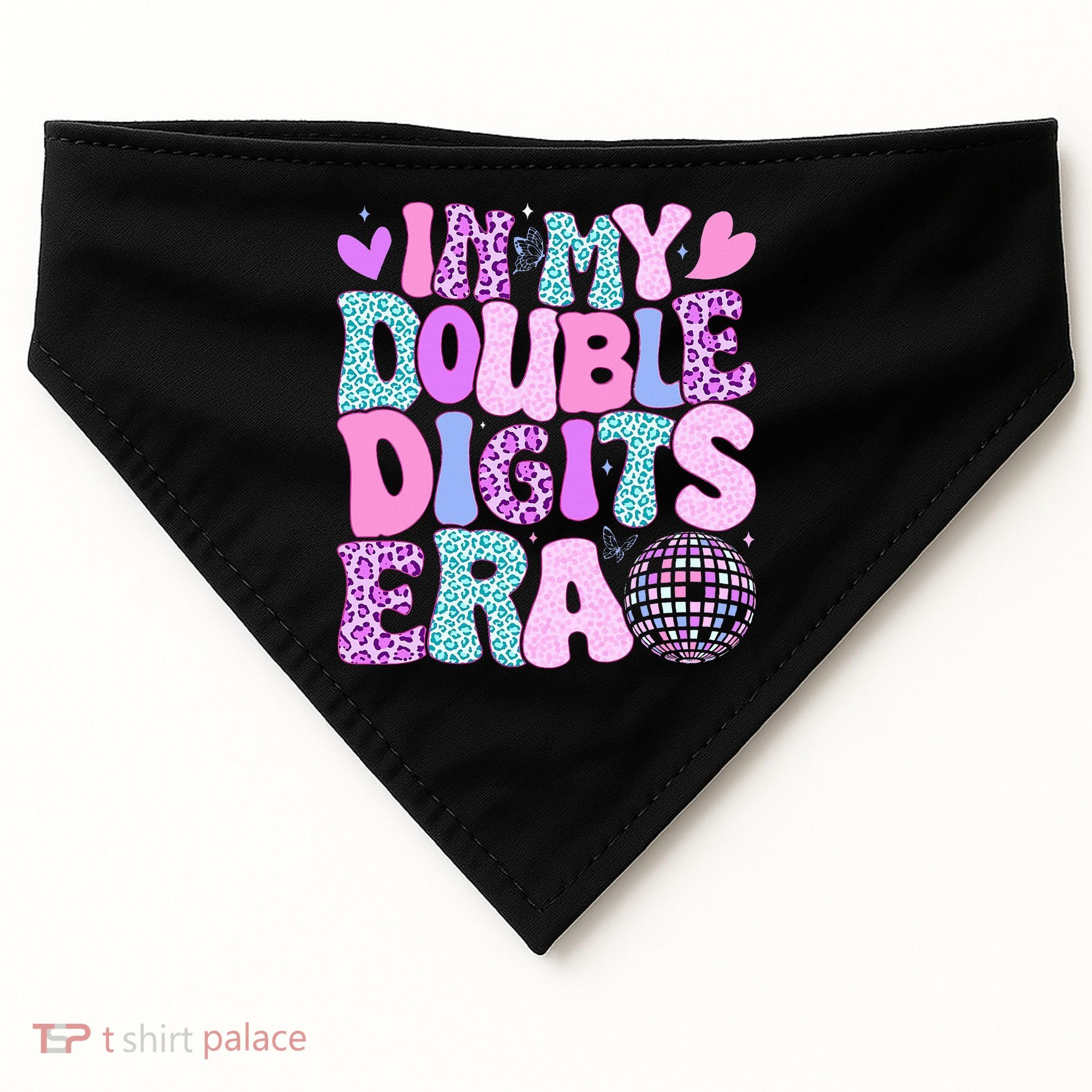 In My Double Digits Era Retro 10 Year Old 10th Birthday USA-Made Doggie Bandana