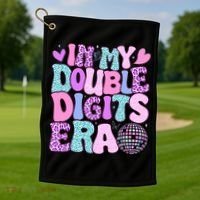 In My Double Digits Era Retro 10 Year Old 10th Birthday Golf Towel thumb 1