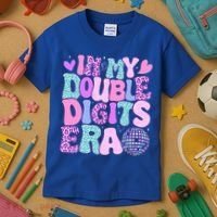 In My Double Digits Era Retro 10 Year Old 10th Birthday Kids T-Shirt thumb 3