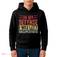 In My Defense I Was Left Unsupervised Kids Hoodie thumb 4