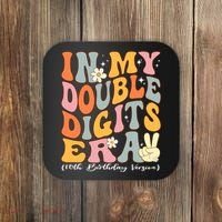 In My Double Digits Era 10th Birthday Groovy Retro Girl Boy Coaster thumb 0