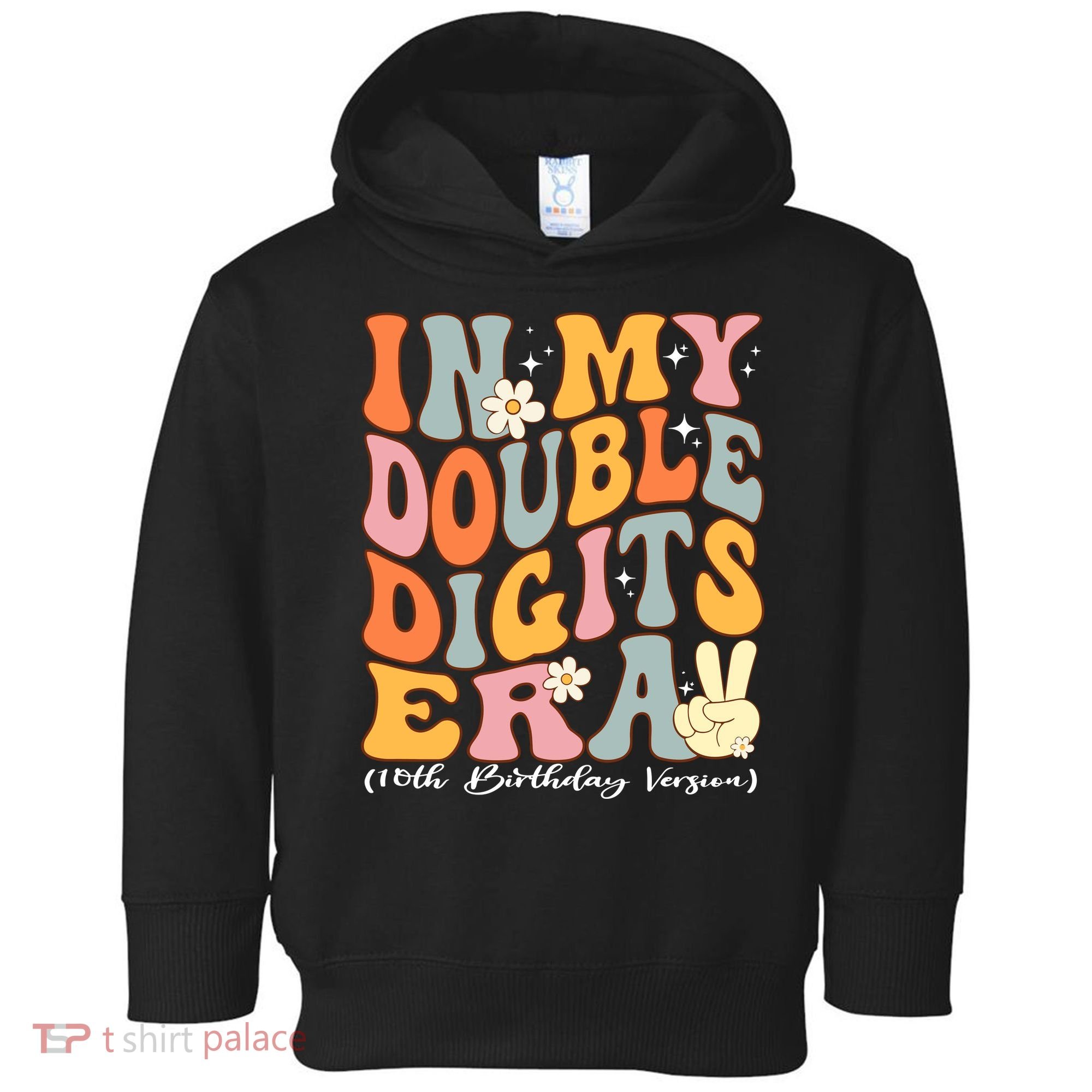In My Double Digits Era 10th Birthday Groovy Retro Girl Boy Toddler Hoodie