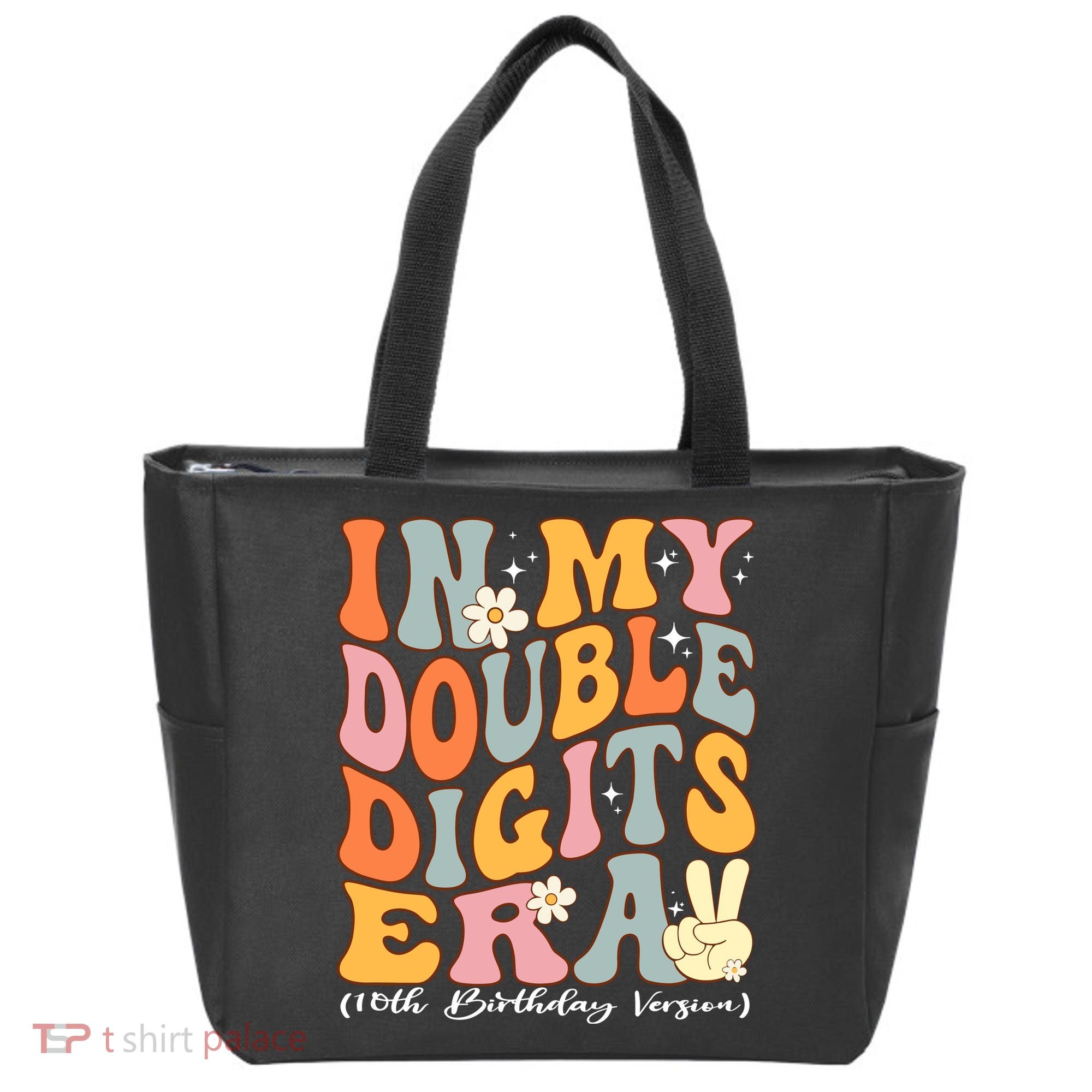 In My Double Digits Era 10th Birthday Groovy Retro Girl Boy Tote Bag