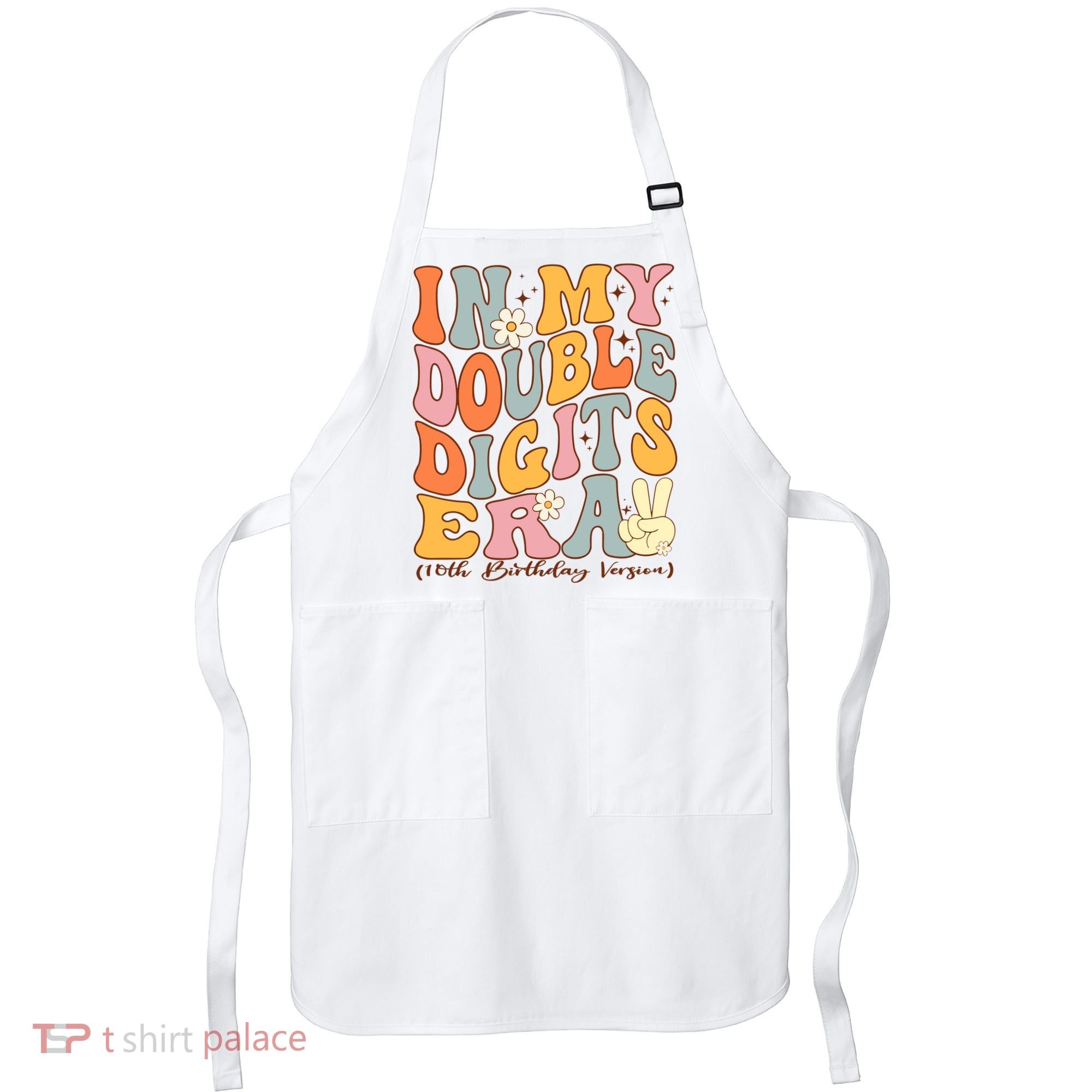 In My Double Digits Era 10th Birthday Groovy Retro Girl Boy Apron