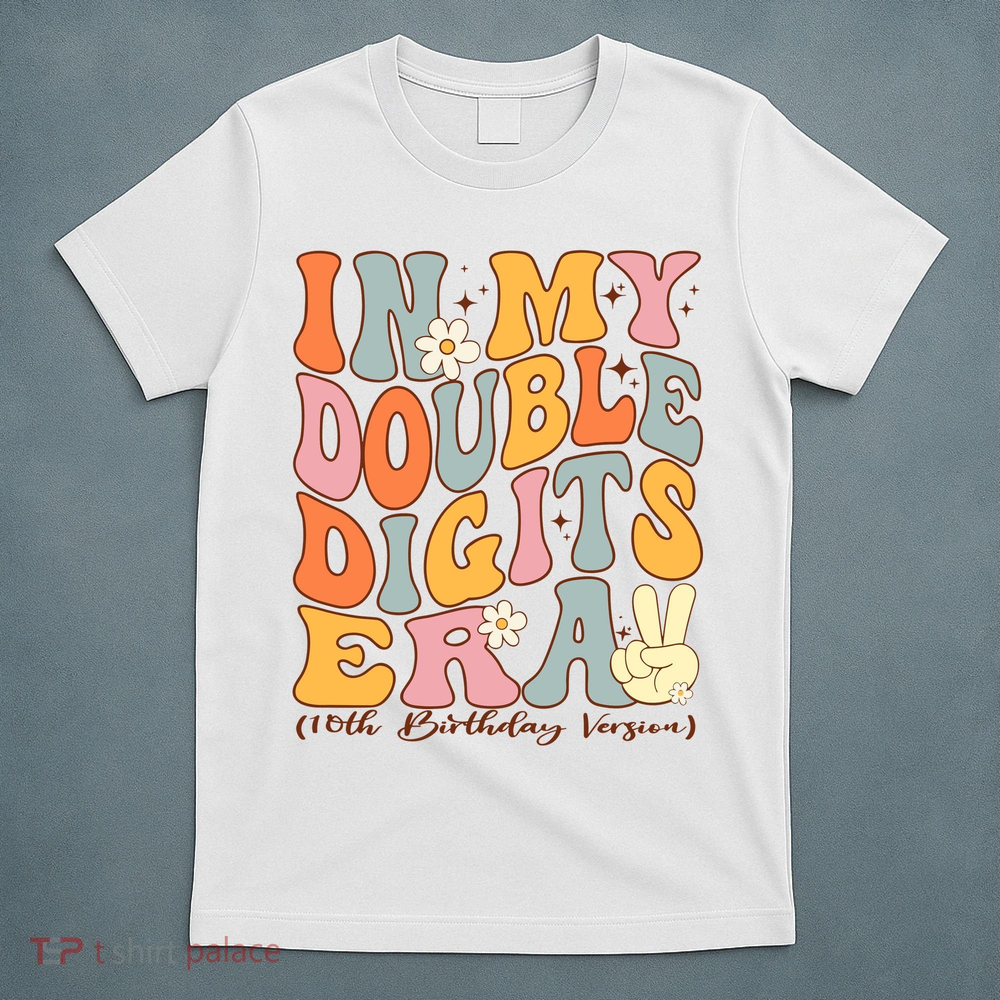 In My Double Digits Era 10th Birthday Groovy Retro Girl Boy T-Shirt