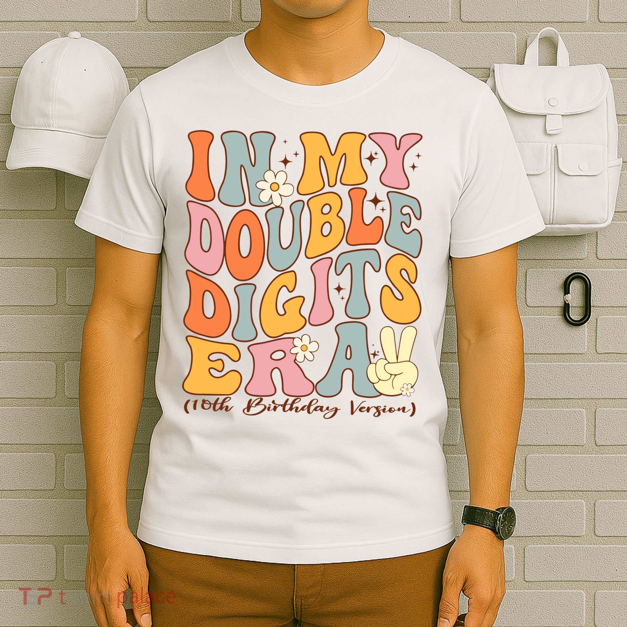 In My Double Digits Era 10th Birthday Groovy Retro Girl Boy T-Shirt