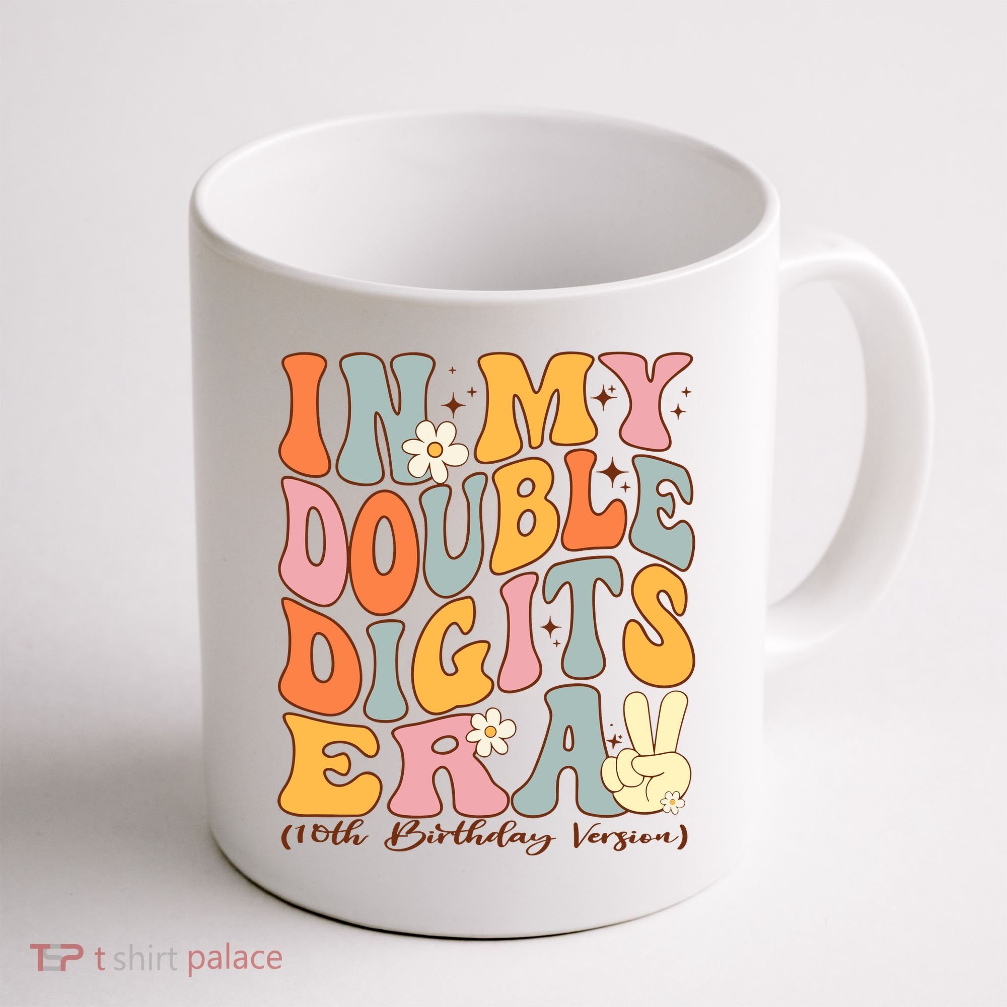 In My Double Digits Era 10th Birthday Groovy Retro Girl Boy Coffee Mug