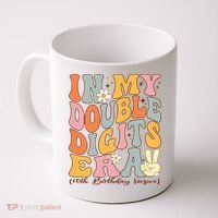 In My Double Digits Era 10th Birthday Groovy Retro Girl Boy Coffee Mug thumb 0