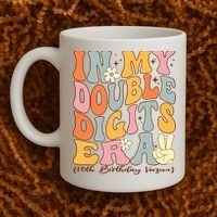 In My Double Digits Era 10th Birthday Groovy Retro Girl Boy Coffee Mug thumb 2